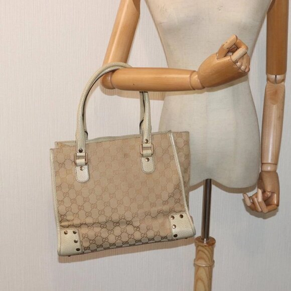 GUCCI GG Canvas Hand Bag Beige - Picture 1 of 16